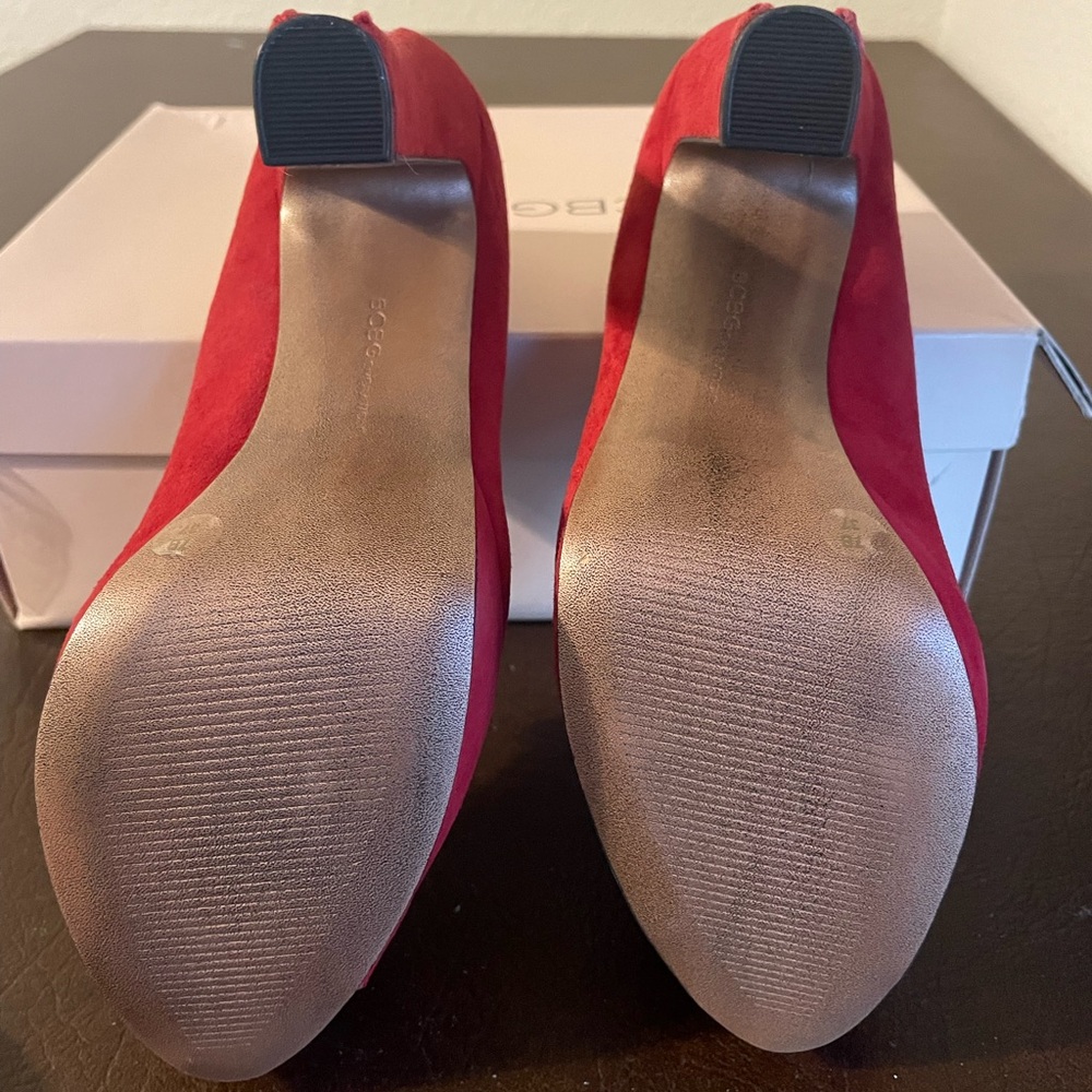 BCBGMaxAzria Raspberry and Red Peep Toe Heels - Picture 6 of 7